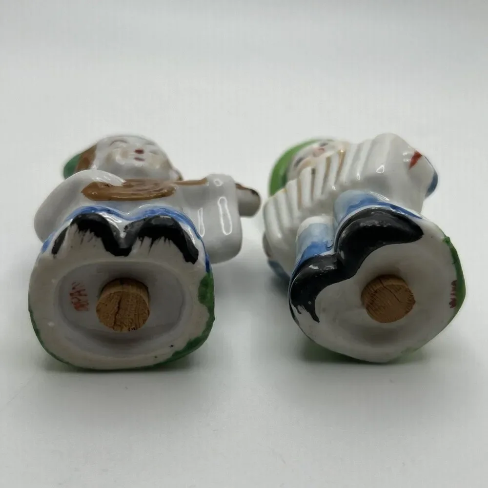 Vintage Dutch German Musicians Children Salt Pepper Shakers Japan Folk Accordion